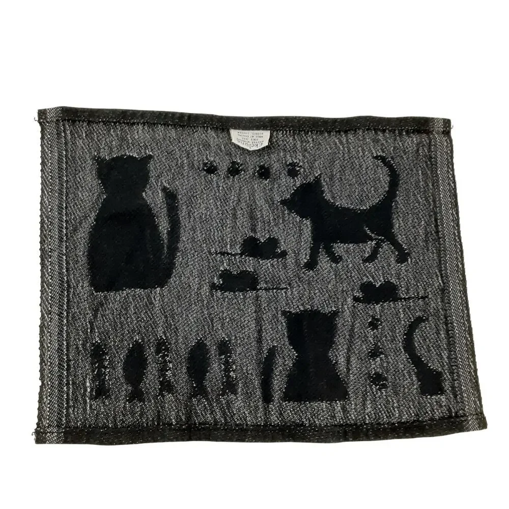 Ekelund Master Weavers Cat Cotton Bamboo Napkin Tapestry Wall Decor Black